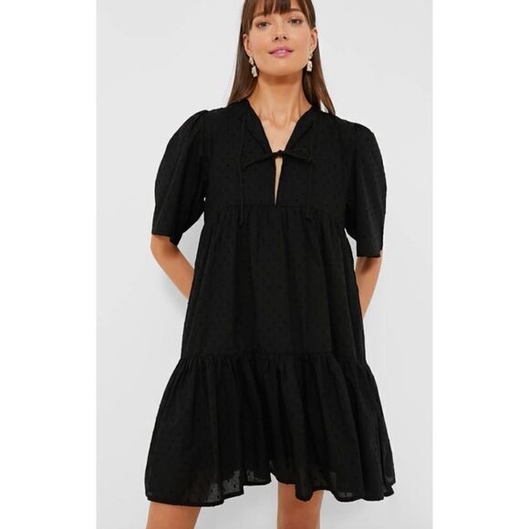 Emerson Fry ISLA  Black Swiss Dot Dress Size M/L - Picture 1 of 9